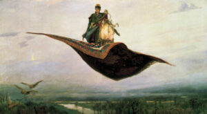 The Magic Carpet is a painting by Apollinari Mikhailovich Vasnetsov public domain