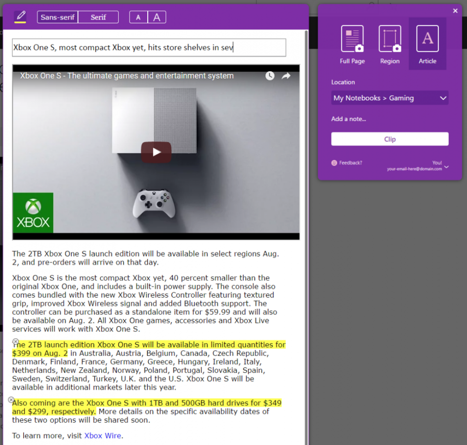 OneNote Web Clipper updated with YouTube support, preview ...